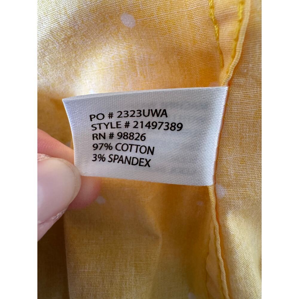 Woman's U.S. Polo Assn Yellow Polka Dot Button Down Shirt Stretch Cotton Medium - Picture 10 of 11